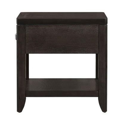 Joni 25 Inch Side End Table, 1 Drawer and Shelf, Espresso Brown Acacia Wood - View 3