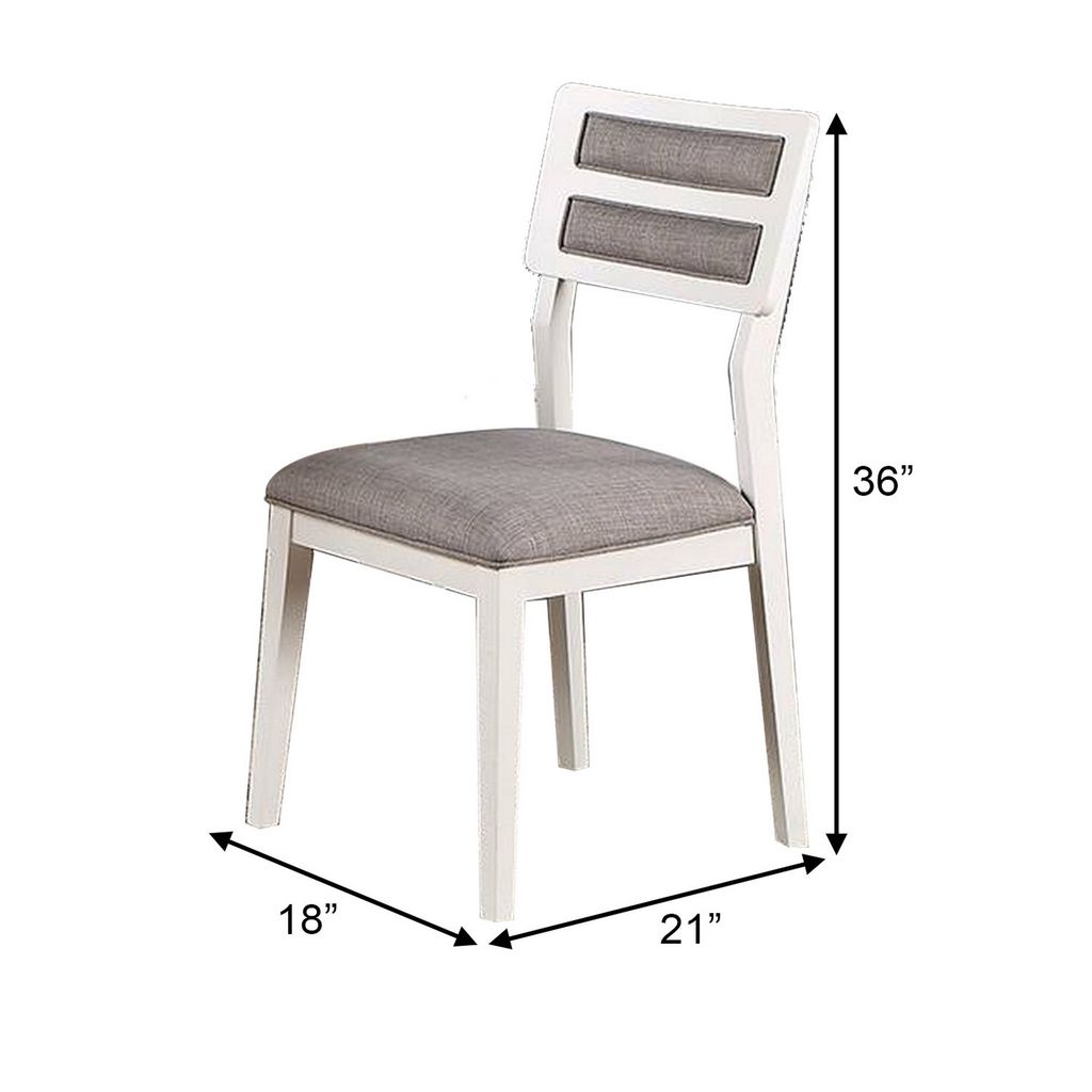 Kya 21 Inch 2 Tone Dining Chair, Ladder Back, Gray Seat, Set of 2, White - View 5