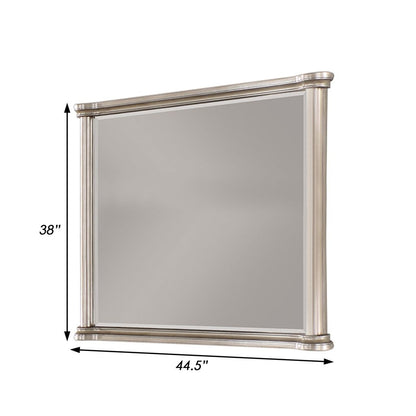 Ada 38 x 45 Rectangular Dresser Mirror, Molded Trim, Pine Wood, Brown - View 5