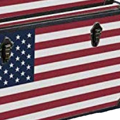 Wooden Trunks with US Flag Print and Metal Corner Accent, Set of 3, Multicolor - View 4