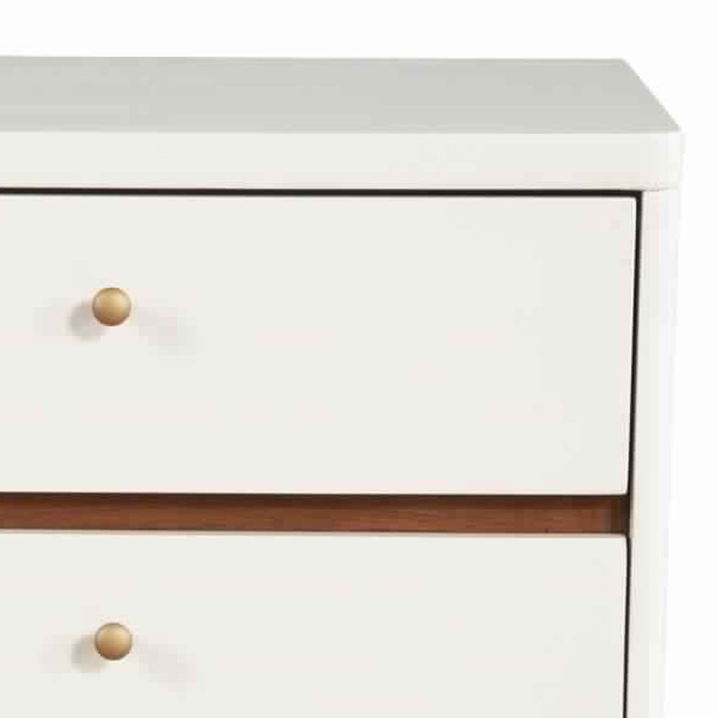 2 Drawer Wooden Nightstand with Angled Legs, White and Brown - View 4