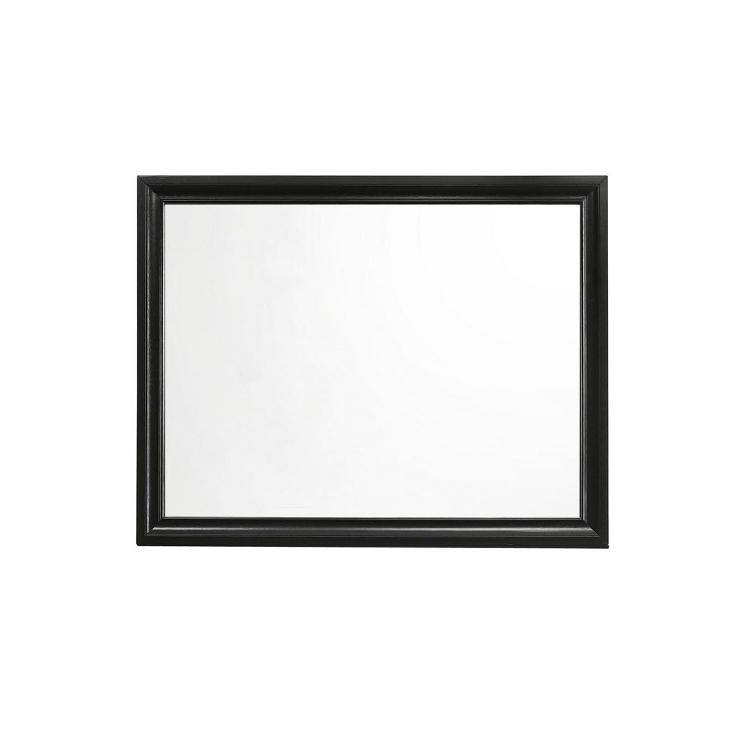 47 Inch Wood Mirror, Landscape Frame, Classic, Black - View 2
