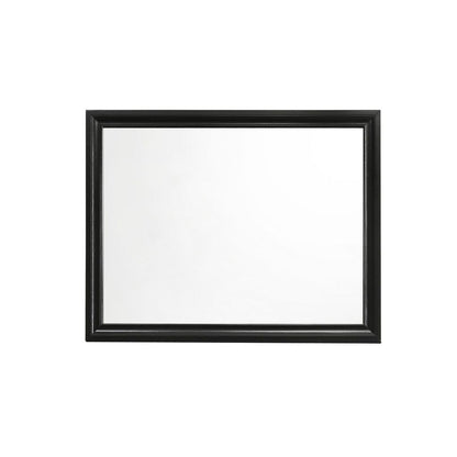 47 Inch Wood Mirror, Landscape Frame, Classic, Black - View 2