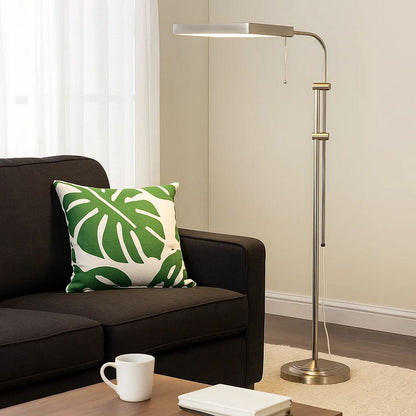 Metal Rectangular Floor Lamp with Adjustable Pole, White - View 7