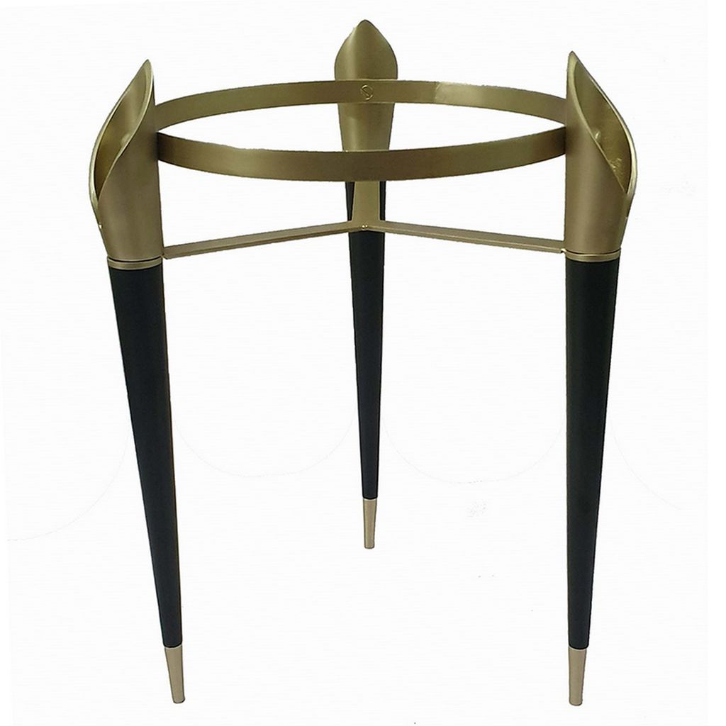22 Inch Planter on Stand, Lily Design, Modern, Iron Legs, Brass, Black - View 3