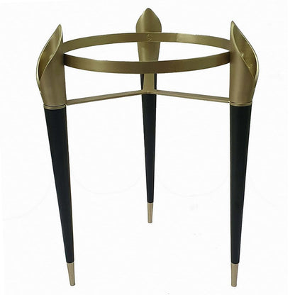 22 Inch Planter on Stand, Lily Design, Modern, Iron Legs, Brass, Black - View 3