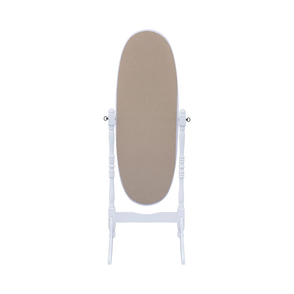 Traditional Oval Shaped Cheval Mirror, White - View 4