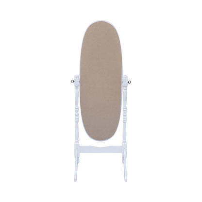 Traditional Oval Shaped Cheval Mirror, White - View 4