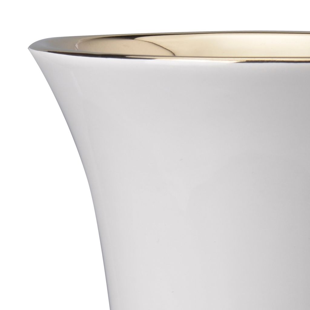 Ceramic Vase with Flared Top and Pedestal Base, Large, White and Gold - View 3