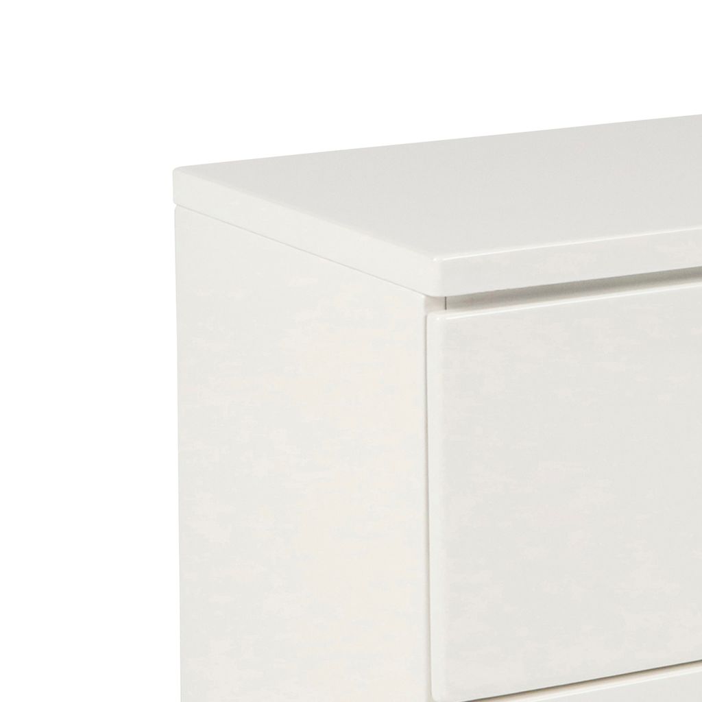 2 Drawer Wooden Nightstand with Metal Base and Bar Handles, White - View 2