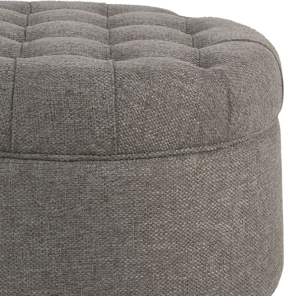 Fabric Upholstered Wooden Ottoman with Tufted Lift Off Lid Storage, Dark Gray - View 4