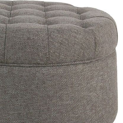 Fabric Upholstered Wooden Ottoman with Tufted Lift Off Lid Storage, Dark Gray - View 4