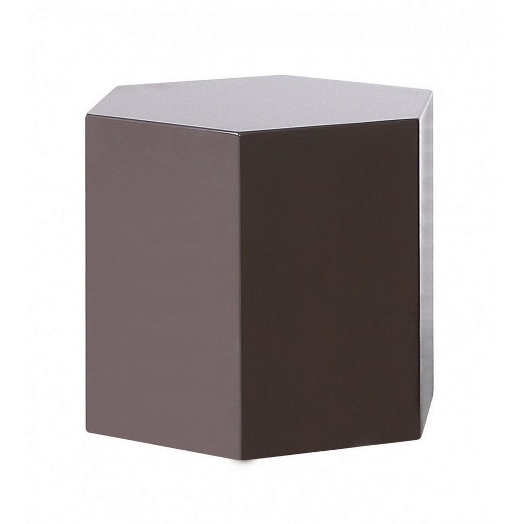 Contemporary High Gloss Hexagonal Wooden End Table, Medium, Gray - View 2