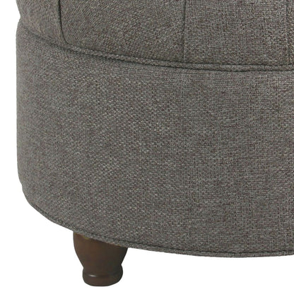 Fabric Upholstered Wooden Ottoman with Tufted Lift Off Lid Storage, Dark Gray - View 3