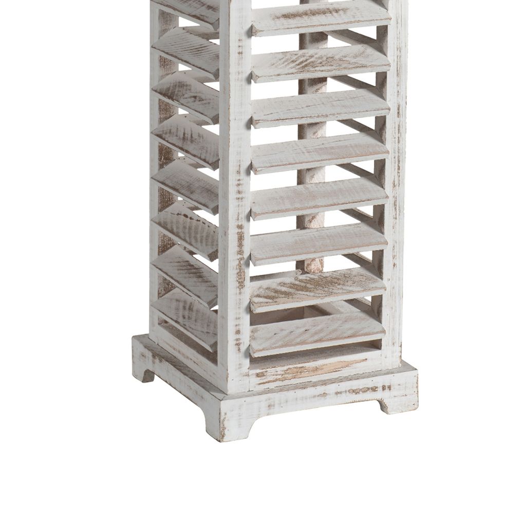 Wood and Metal Lanterns with Louvered Design, White, Set of 2 - View 4