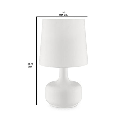 Table Lamp with Teardrop Metal Base and Fabric Shade, White - View 5