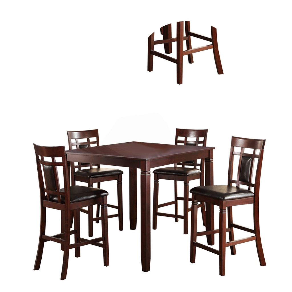 Swish Cashew Wood 5 Pieces Counter Height Dining Set In Brown - View 5