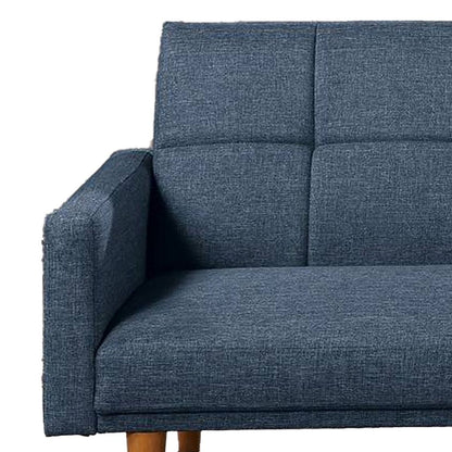 Fabric Adjustable Sofa with Square Tufted Back, Blue - View 2