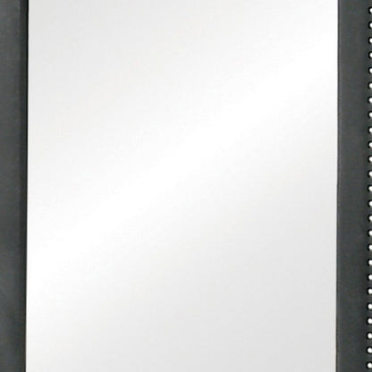 Cale 40 Inch Modern Portrait Mirror, Velvet Upholstery, Nailhead Trim, Gray - View 4