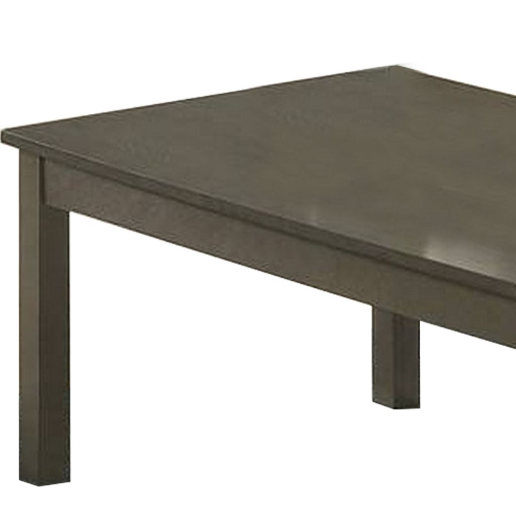 3 Piece Transitional Coffee Table and End Table with Block Legs, Gray - View 2