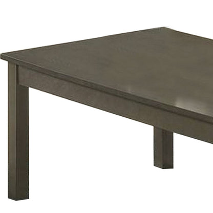 3 Piece Transitional Coffee Table and End Table with Block Legs, Gray - View 2