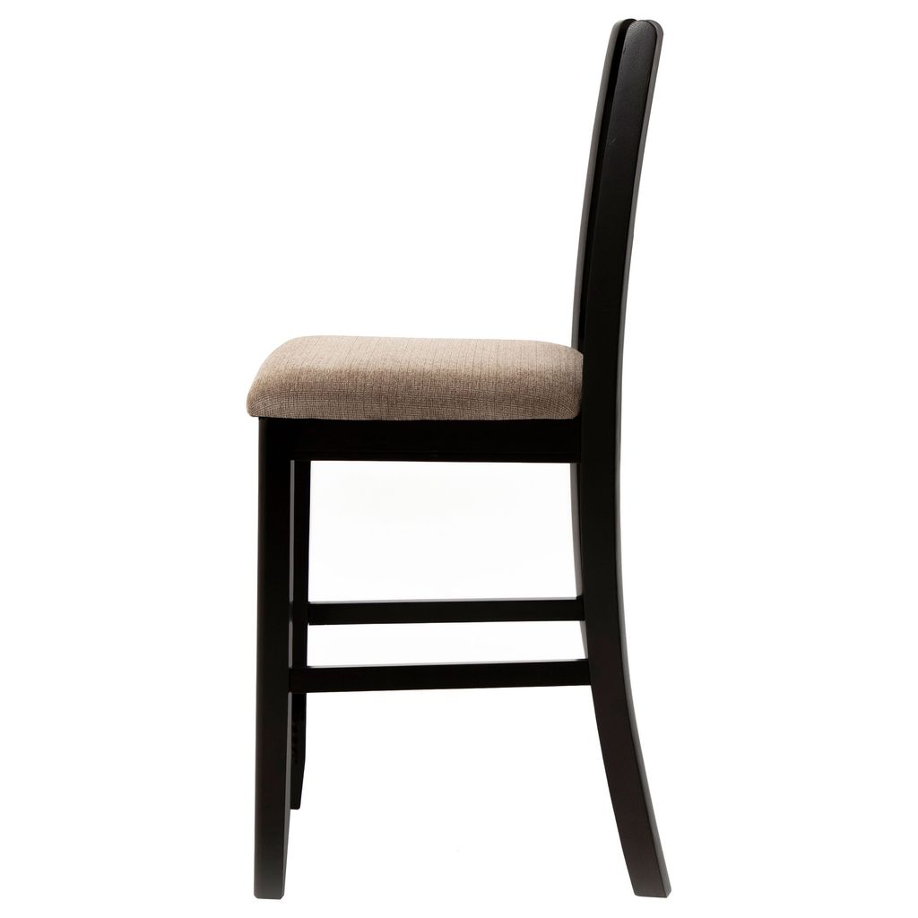 Contemporary Armless Counter Height Chair, Espresso Brown & beige , Set of 2 - View 4