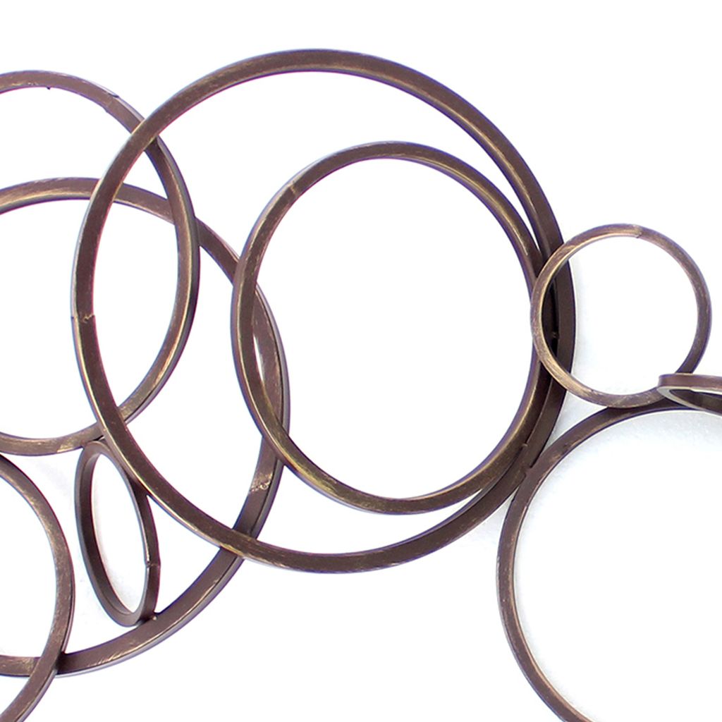 Industrial Style Metal Wall Decor with Multiple Circles, Bronze - View 3