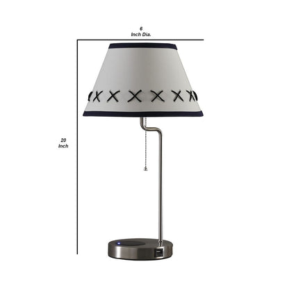 Table Lamp with Wireless Charging and USB Port, Silver - View 6