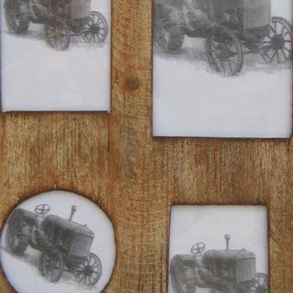 Rectangular Distressed Wooden Frame with 4 Photo Slots, Brown - View 4
