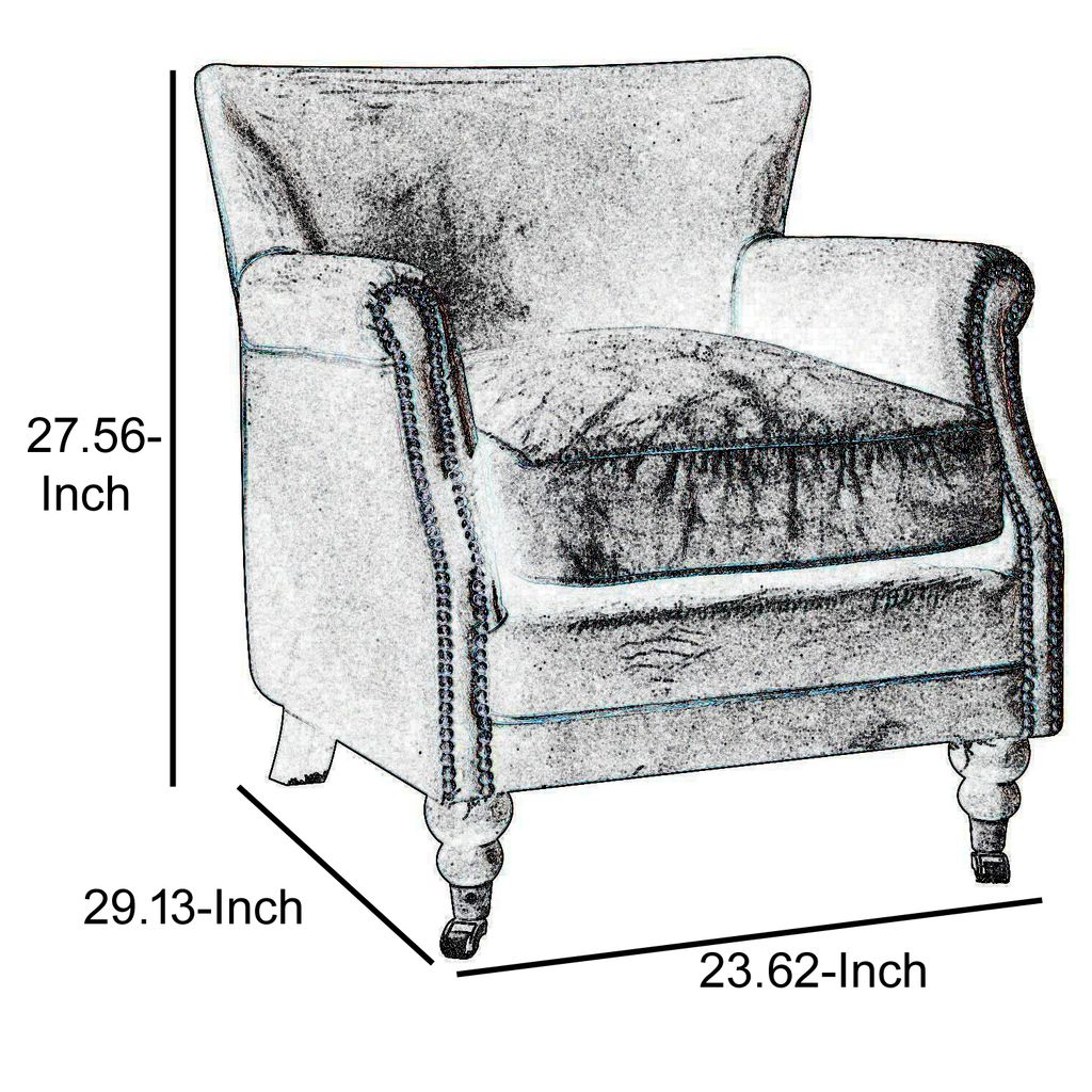 Leather Upholstered Accent Chair With Nail head Trim, Dark Brown - View 5