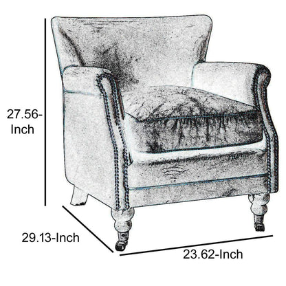Leather Upholstered Accent Chair With Nail head Trim, Dark Brown - View 5
