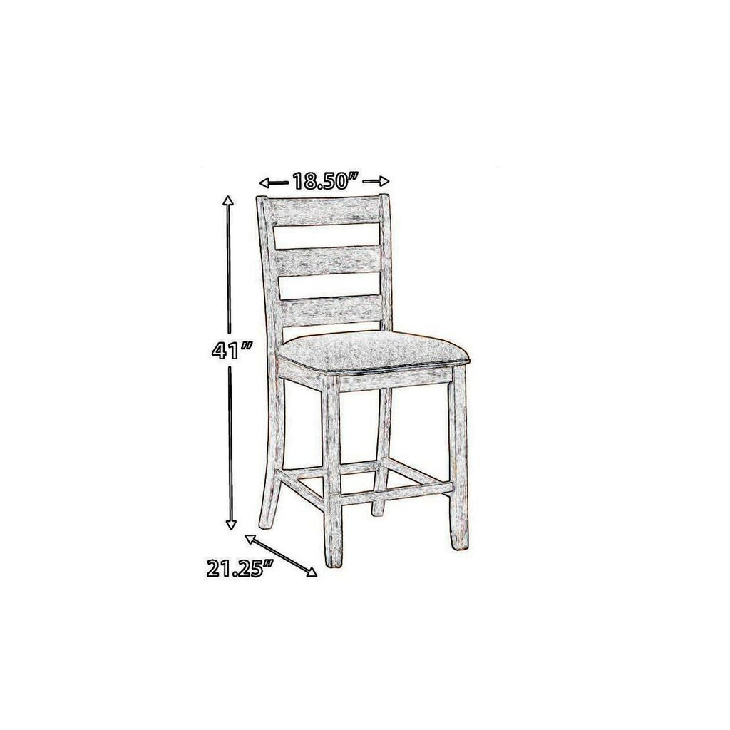 Myra Barstool Chair Set of 2 | Padded Seats and Ladderbacks | Dual Tone Weathered White Brown - View 5
