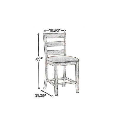 Myra Barstool Chair Set of 2 | Padded Seats and Ladderbacks | Dual Tone Weathered White Brown - View 5