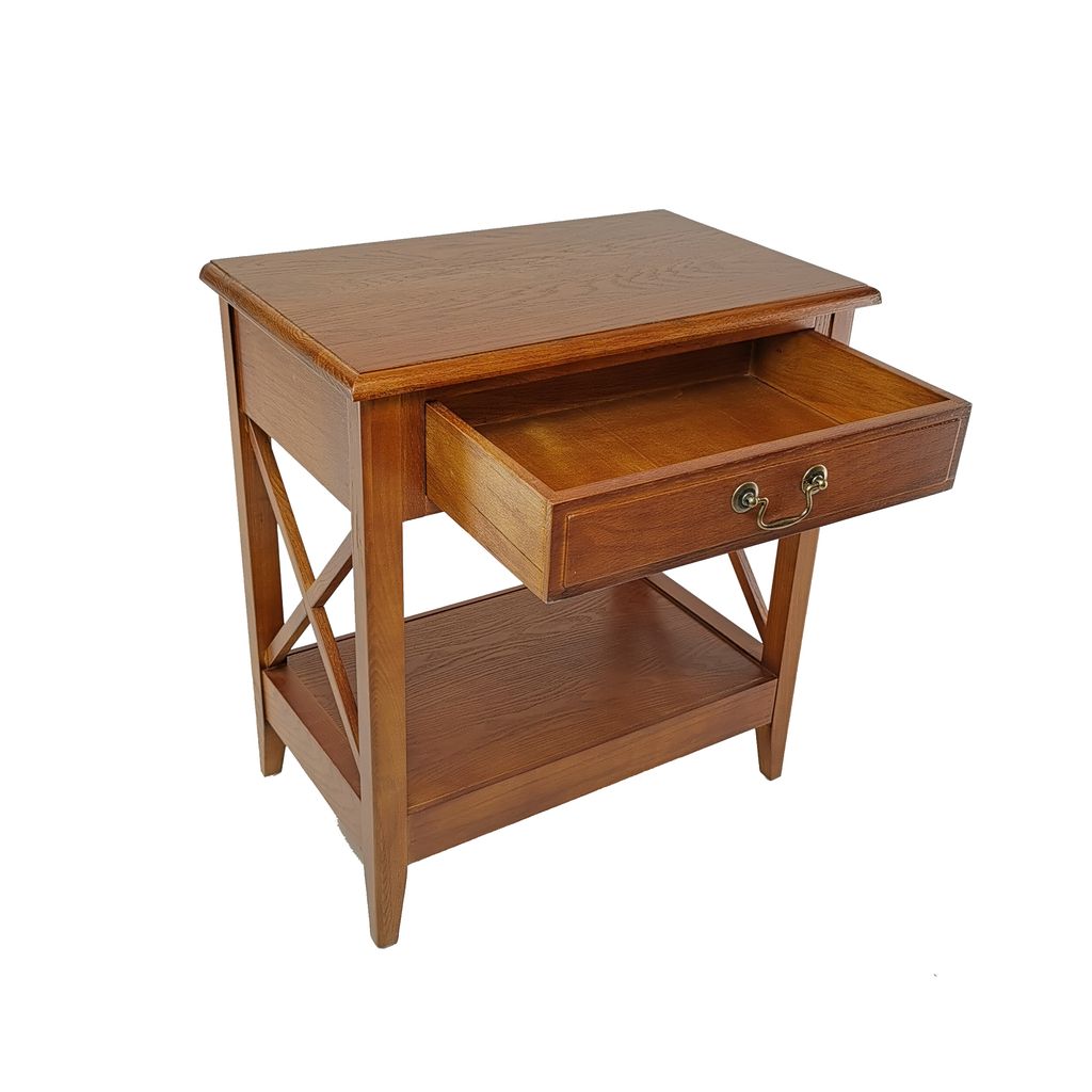 Transitional Style Nightstand with 1 Drawer and X Shape Sides, Brown - View 4