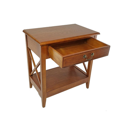 Transitional Style Nightstand with 1 Drawer and X Shape Sides, Brown - View 4
