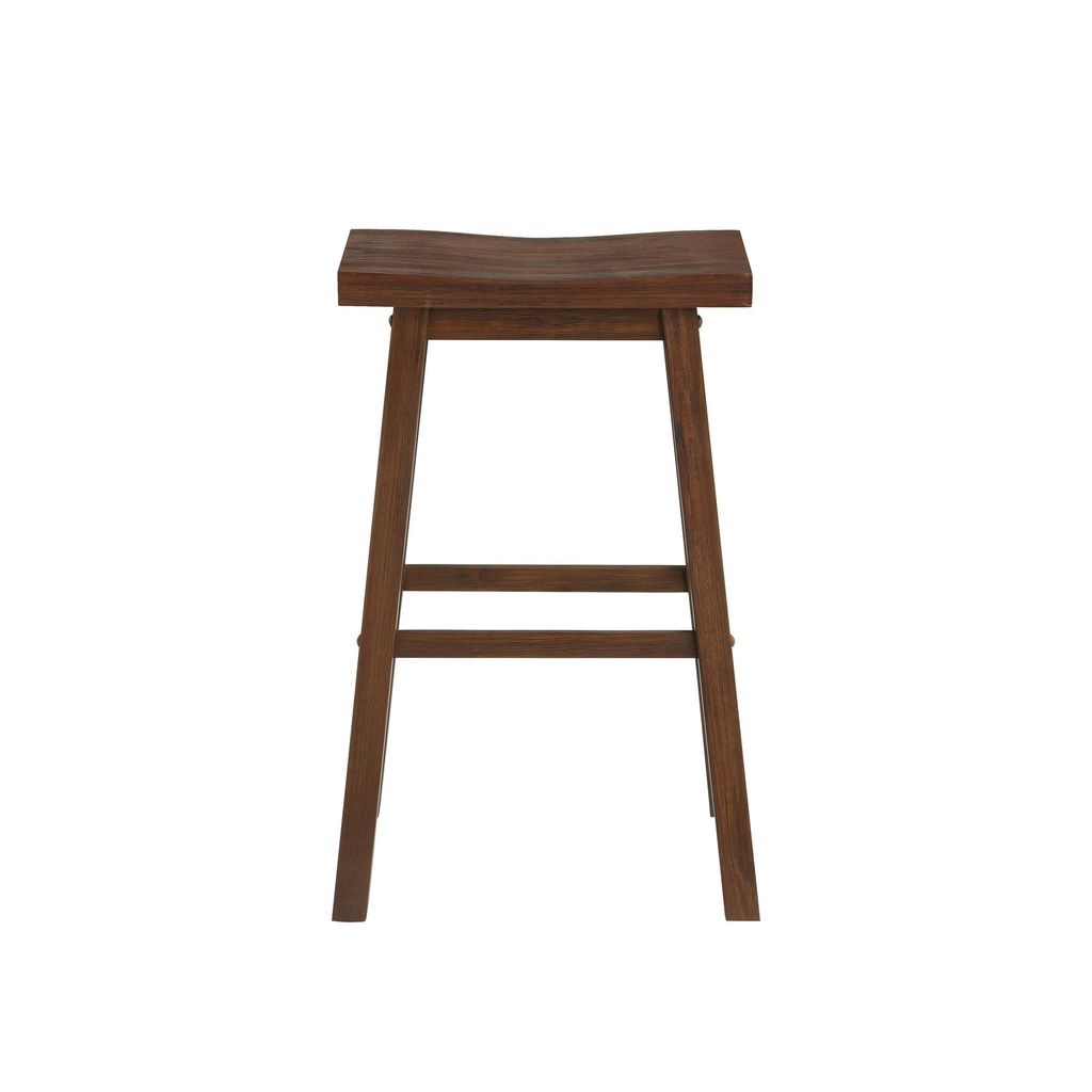 Saddle Design Wooden Barstool with Grain Details, Brown - View 2