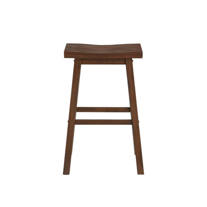 Saddle Design Wooden Barstool with Grain Details, Brown - View 2