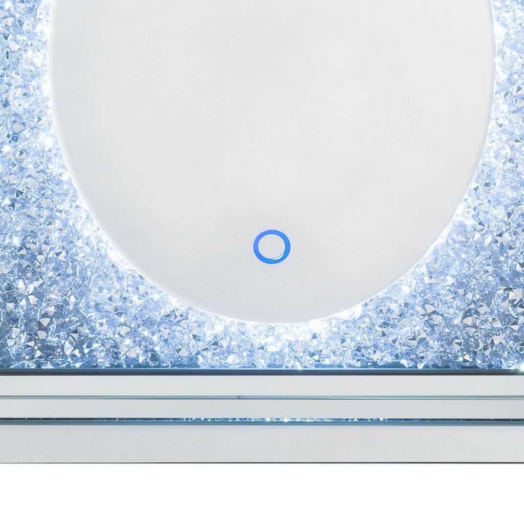 Mirrored Faux Diamond Inlay Accent Decor with LED, Silver - View 4