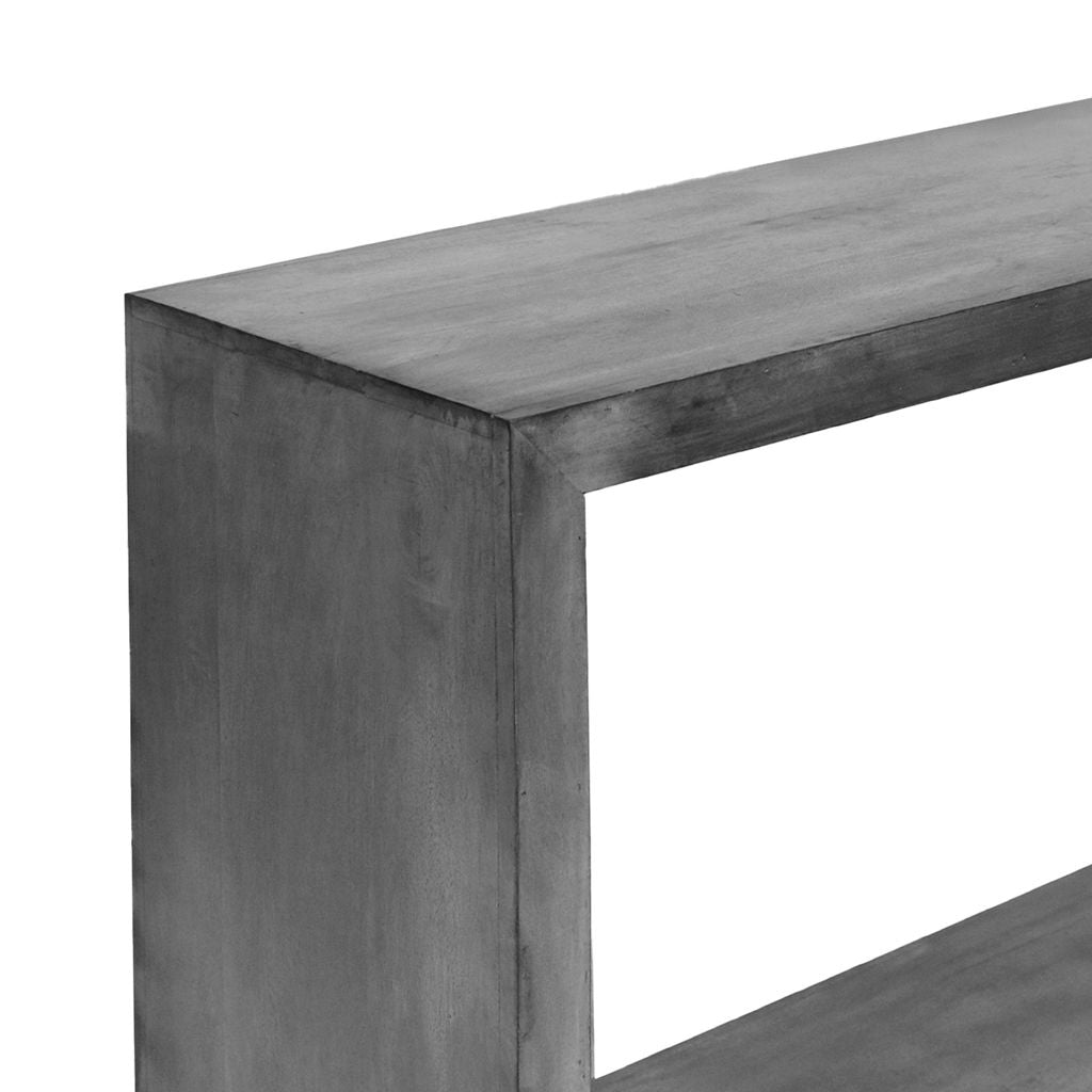 Keli 52 Inch Cube Shape Wooden Console Table with Open Bottom Shelf, Charcoal Gray - View 6