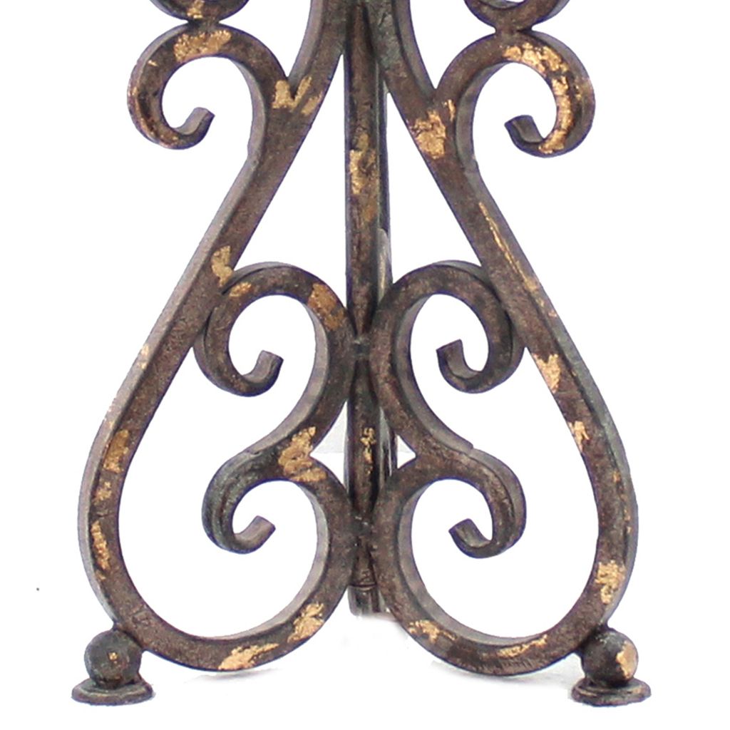 Metal Table Lamp Set of 2 with Scroll Design Base and 2 Way Switch,Bronze and Beige - View 4