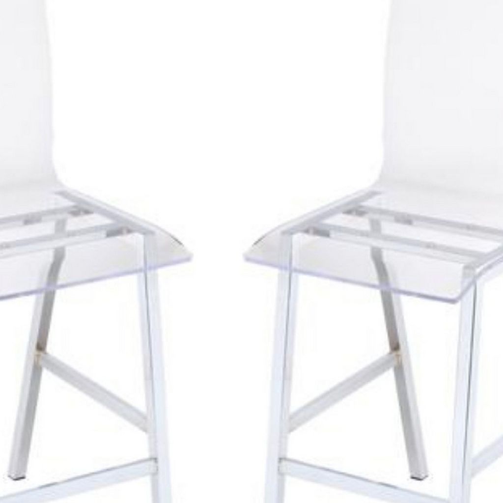 Counter Height Dining Chair Clear Acrylic, Chrome, Set of 2 - View 5