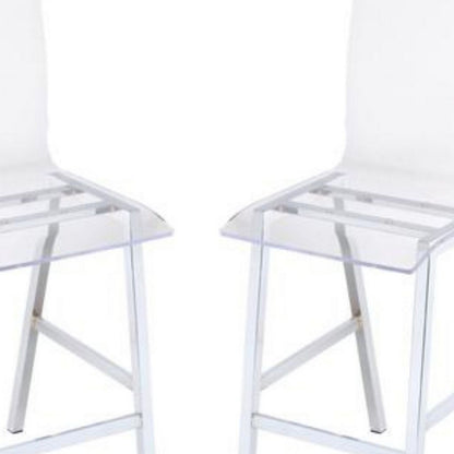 Counter Height Dining Chair Clear Acrylic, Chrome, Set of 2 - View 5