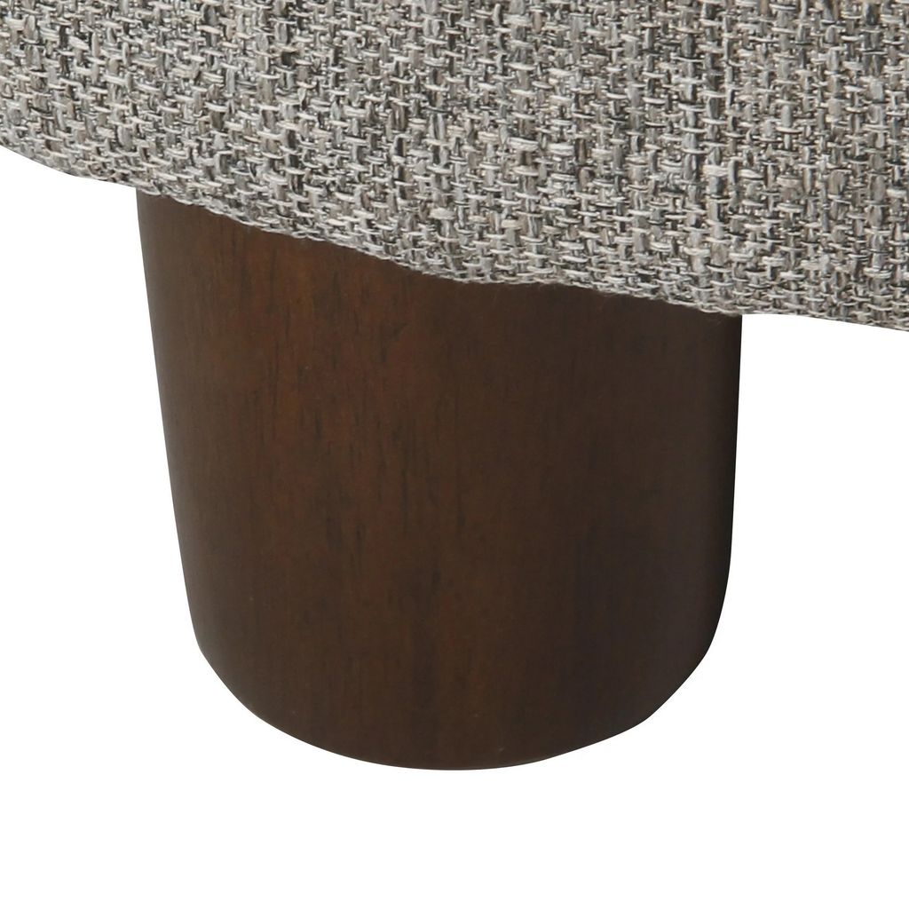 Fabric Upholstered Round Wooden Ottoman with Lift Off Lid Storage, Light Gray - View 5