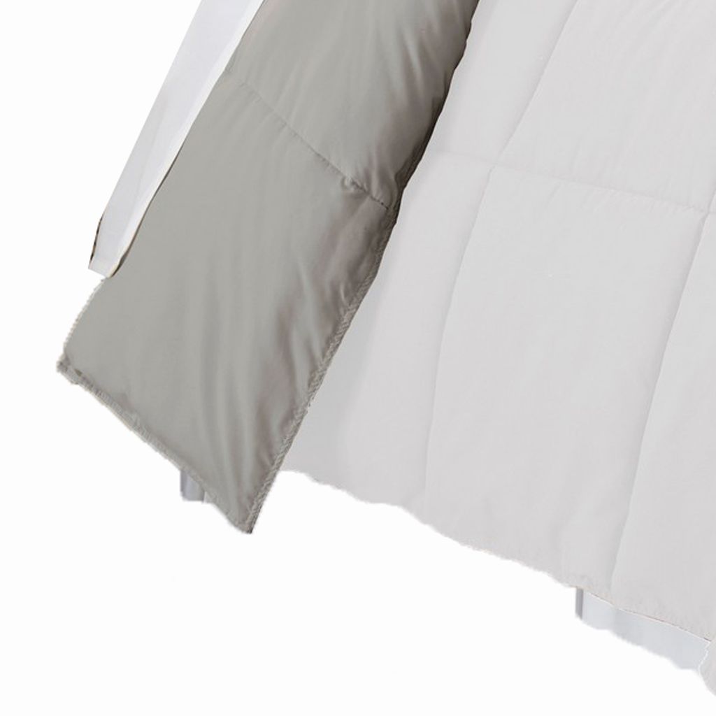 Beth Reversible Microfiber Queen Comforter, Squared Stitching, White, Gray - View 4