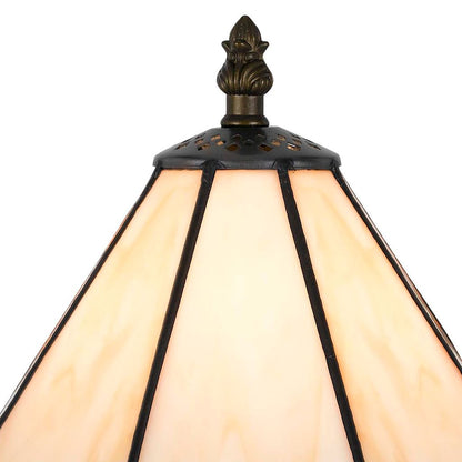 Tree Like Metal Body Tiffany Table lamp with Conical Shade,Beige and Bronze - View 4