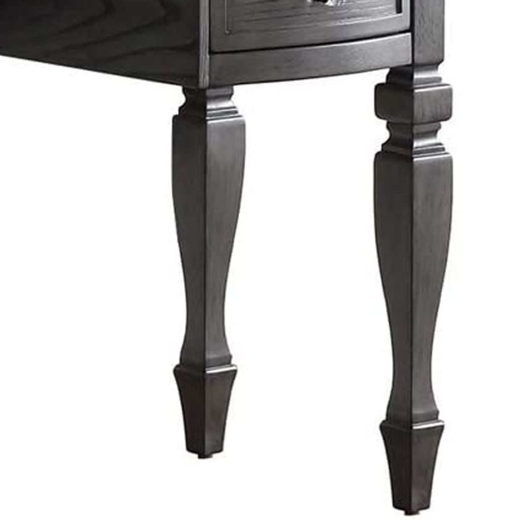 3 Piece Vanity Set with Carved Mirror and Turned Legs, Gray - View 5