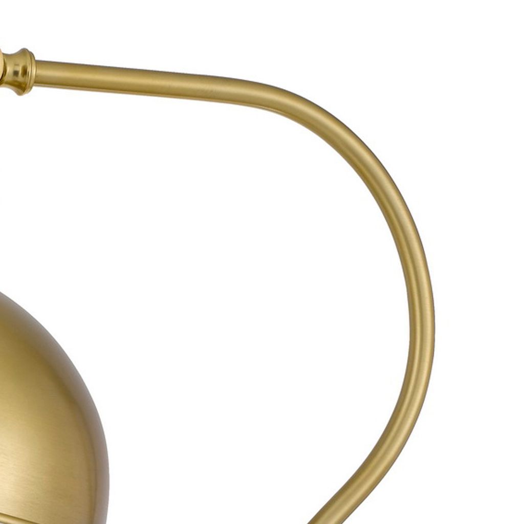 25 Inch Metal Curved Desk Lamp, Adjustable Dome Shade, Brass - View 4