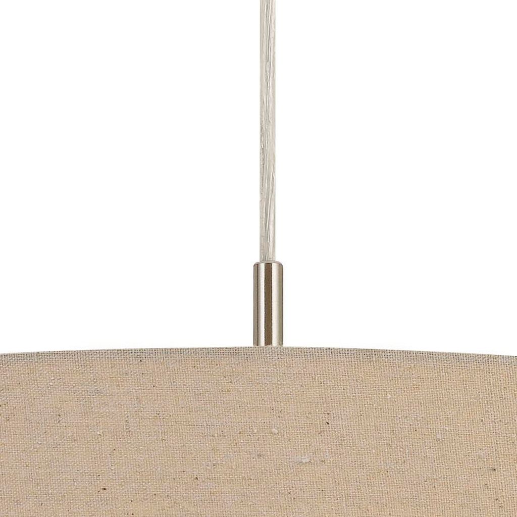 60W x 3 Drum Shade Pendant Fixture, Beige and Silver - View 3