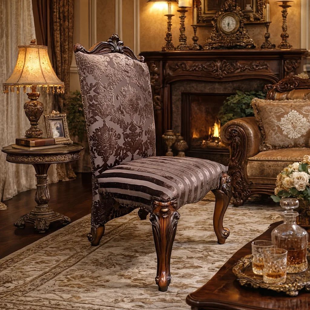 27 Inch Wide Side Chair, Faux Leather, Set of 2, Brown - View 7