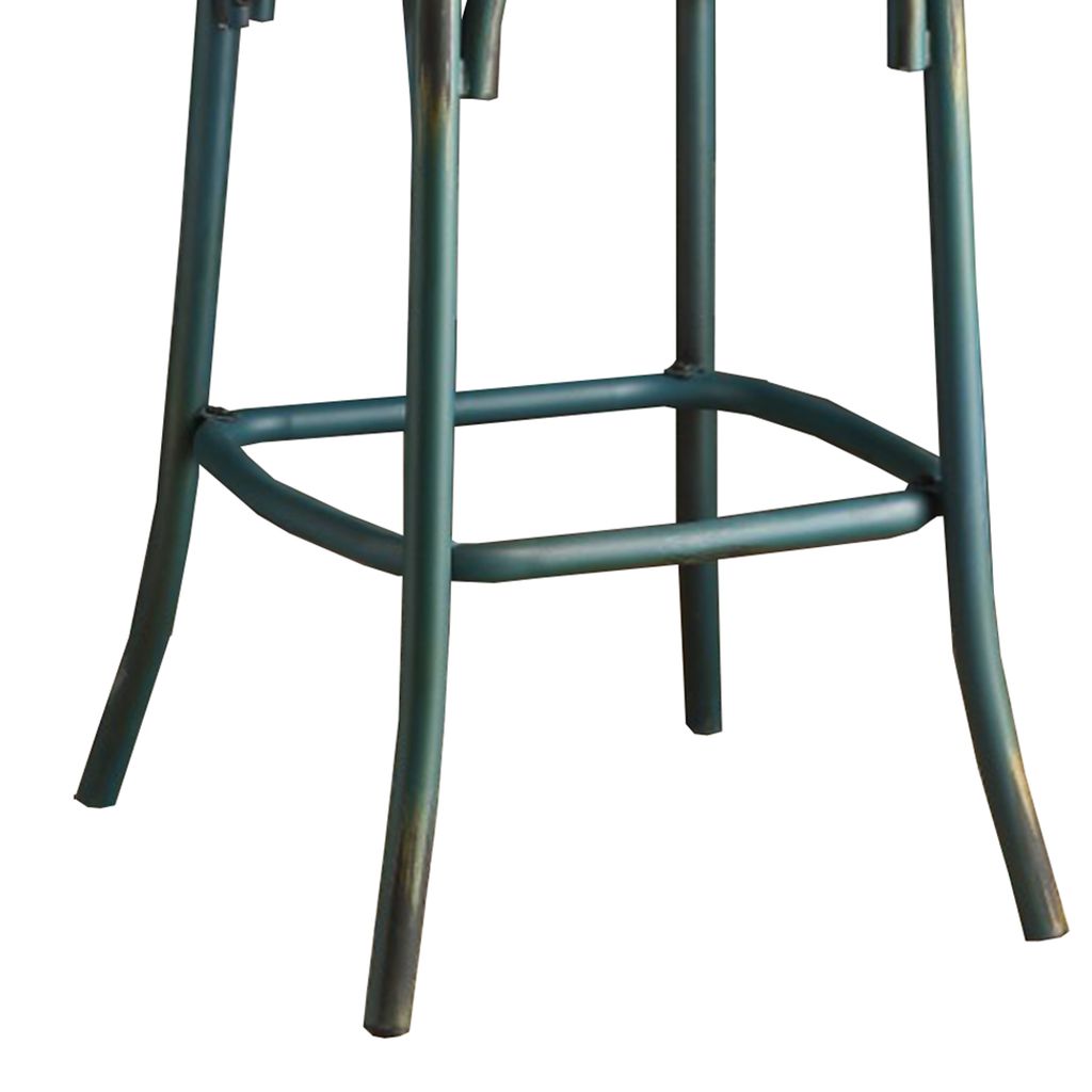 Wood & metal Bar Height Chair with X Style Panel back, Antique Sky Blue - View 5
